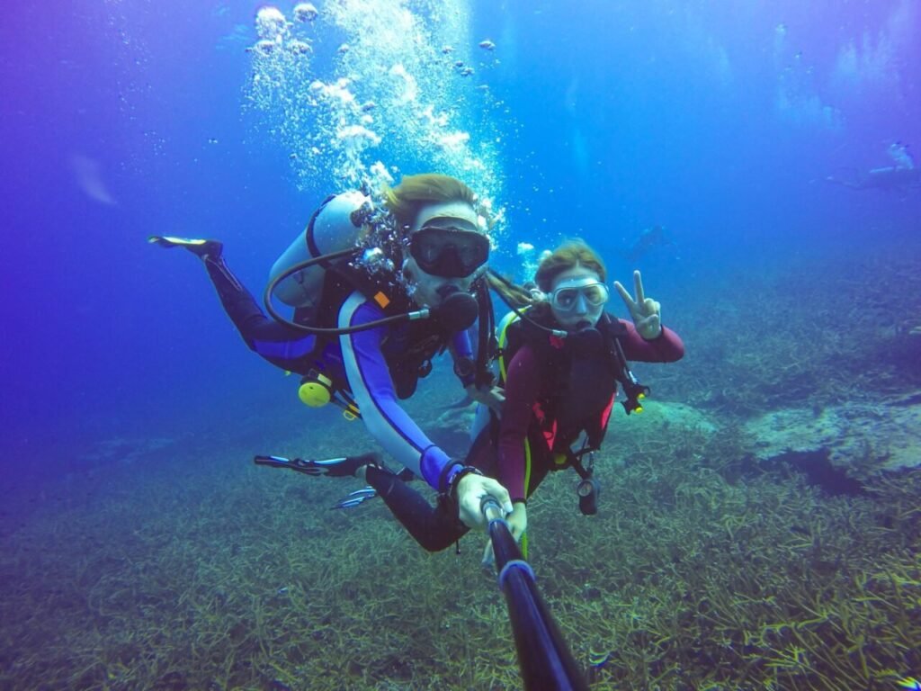 Underwater diving selfie in the Red Sea